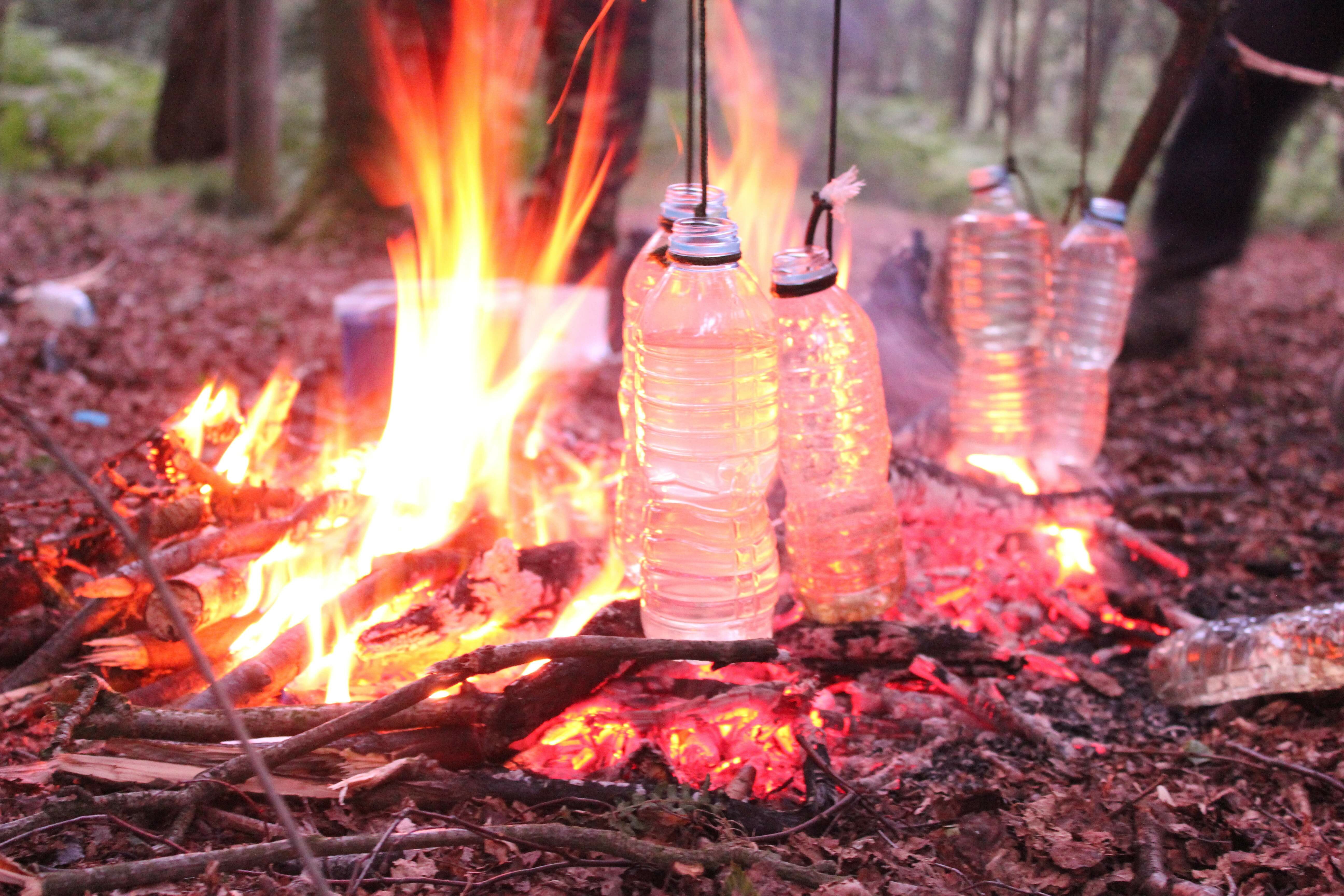 Fire lighting practice on a Trueways 2 Day Basic Woodland Survival Course